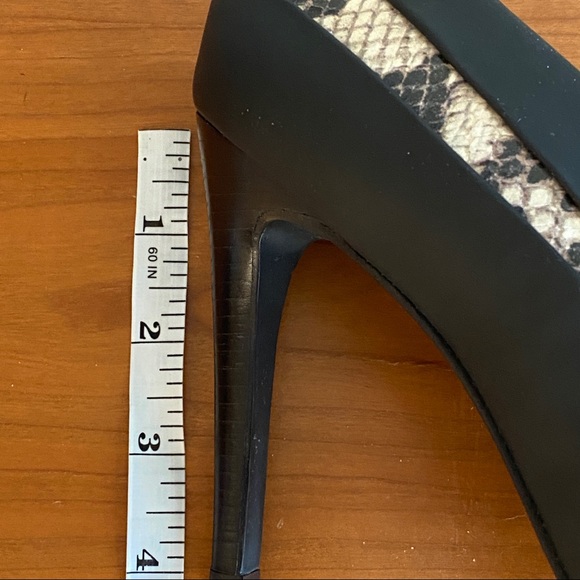 Tibi black leather stilettos with beige snakeskin look accents - Picture 10 of 14